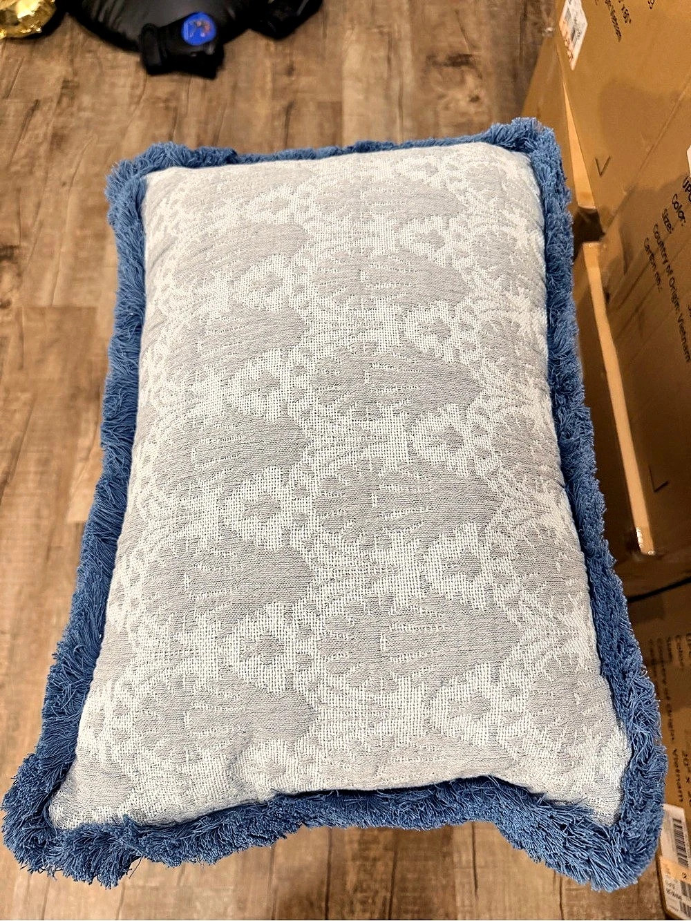 Floral Accent Pillow in Blue & White